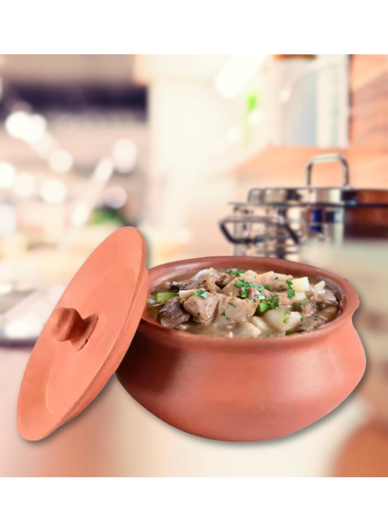 Terra Charms Terra Charms Terracotta Clay Serving Pot Cooking Pot SOYA Been Pot Enhance Naturelly Taste Large Mitti Dahi Handi 1800 ml Earthenware Brown 1800 ML  - Image 1