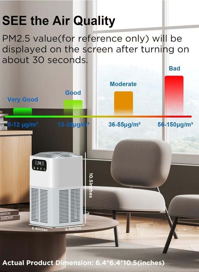 Air Purifiers for Home, Up to 1076 ft², H13 True HEPA Air Filter with Fragrance Sponge, 25 dB Quiet Air Purifiers for Bedroom Pet Dander Pollen  - Image 4