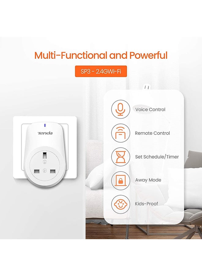 Tenda Smart Plug WiFi Outlet SP3, Works with Amazon Alexa, Google Home, Wireless Smart Socket, Remote Control Timer Plug, No Hub Required, APP Control, Pack of 1 White - Image 2