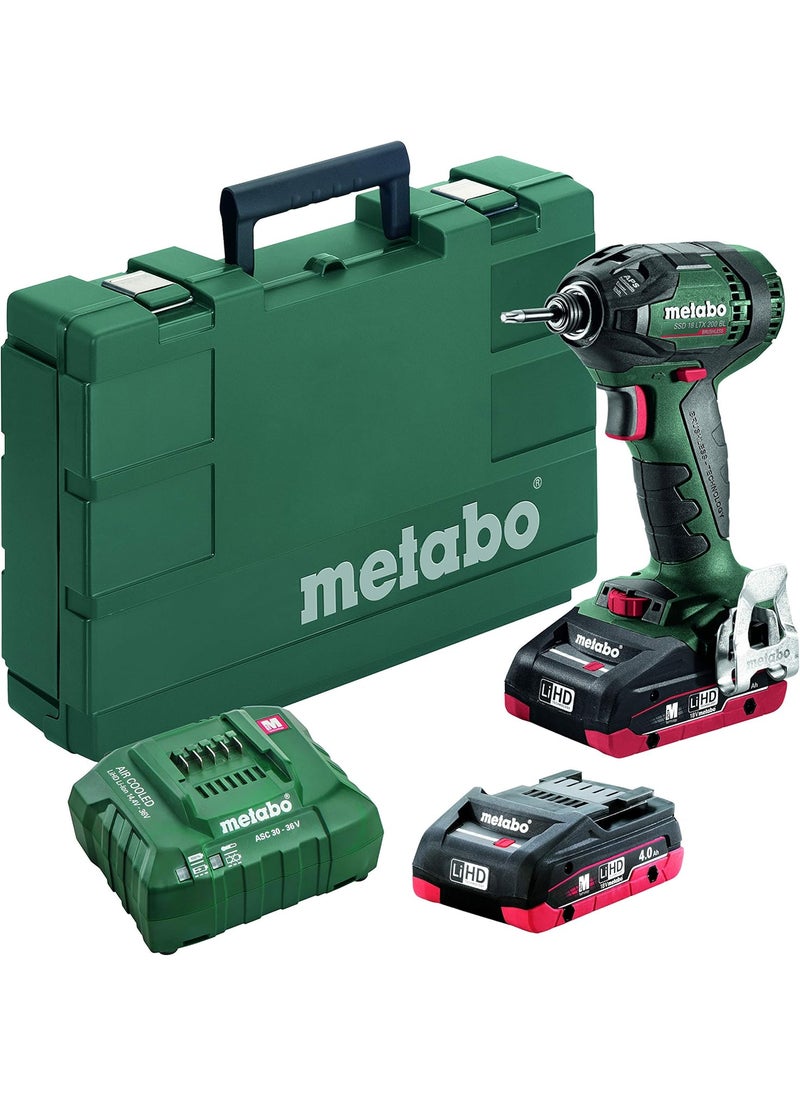 Metabo Metabo 18V Cordless Impact Driver Kit  Includes 2 LiHD Battery Packs 18 V40 Ah  Charger  Case Included  SSD 18 LTX 200 BL  602396520  - Image 1