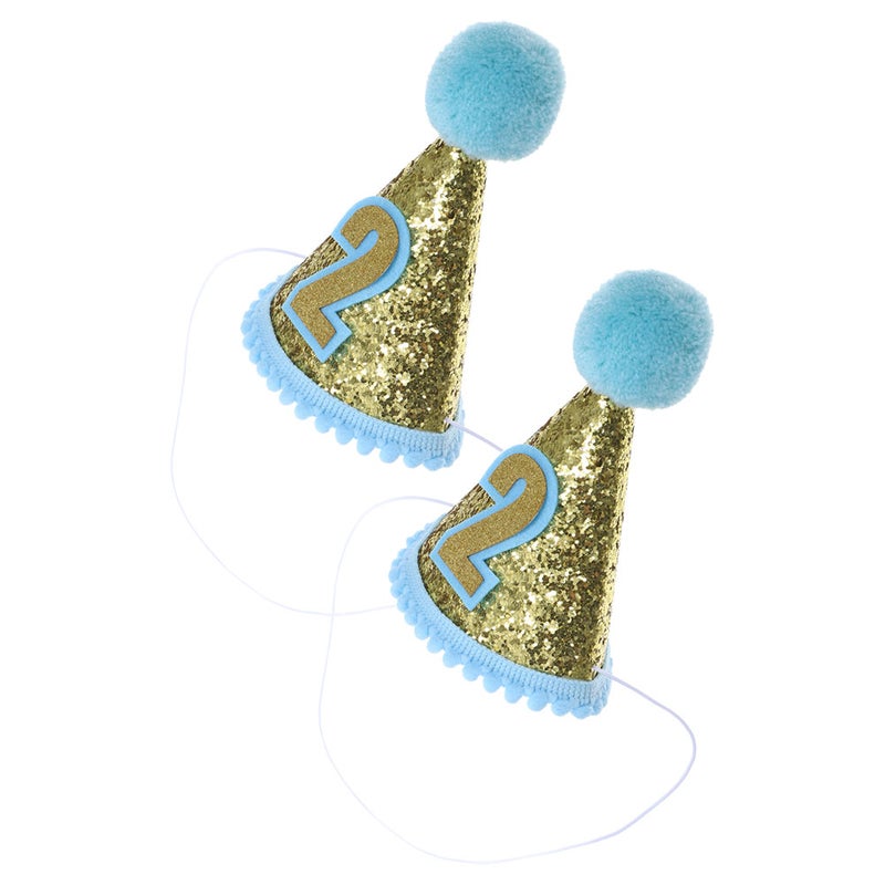 2pcs Birthday Cone Hat: Birthday For Supplies Photo Props For 2 Year Old Kids Children Boys Girls Celebrations - Image 2