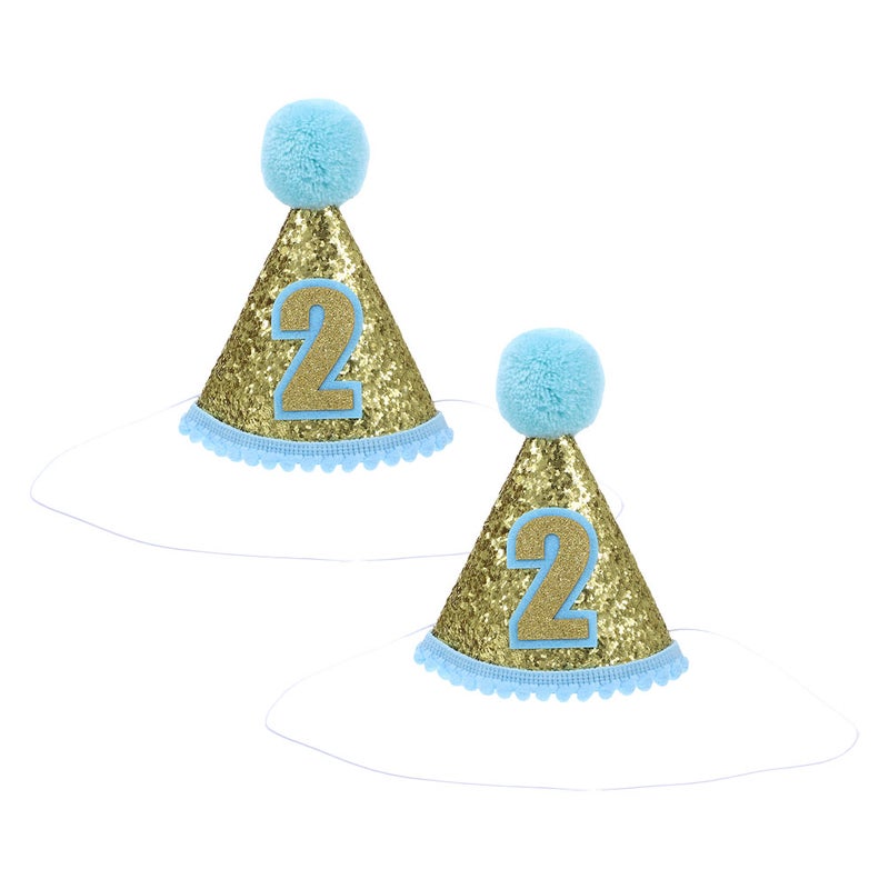 2pcs Birthday Cone Hat: Birthday For Supplies Photo Props For 2 Year Old Kids Children Boys Girls Celebrations - Image 3