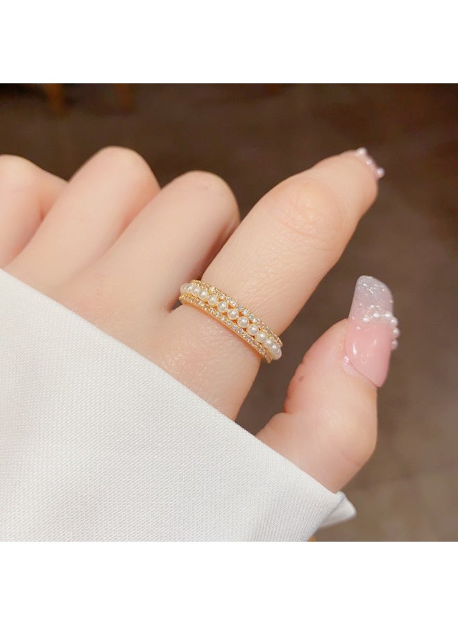Adjustable Open Ring for Women, Fashion Pearl Ring Simple and Elegant, Sizeable Jewelry Gift - Image 1