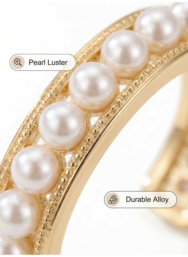 Adjustable Open Ring for Women, Fashion Pearl Ring Simple and Elegant, Sizeable Jewelry Gift - Image 4