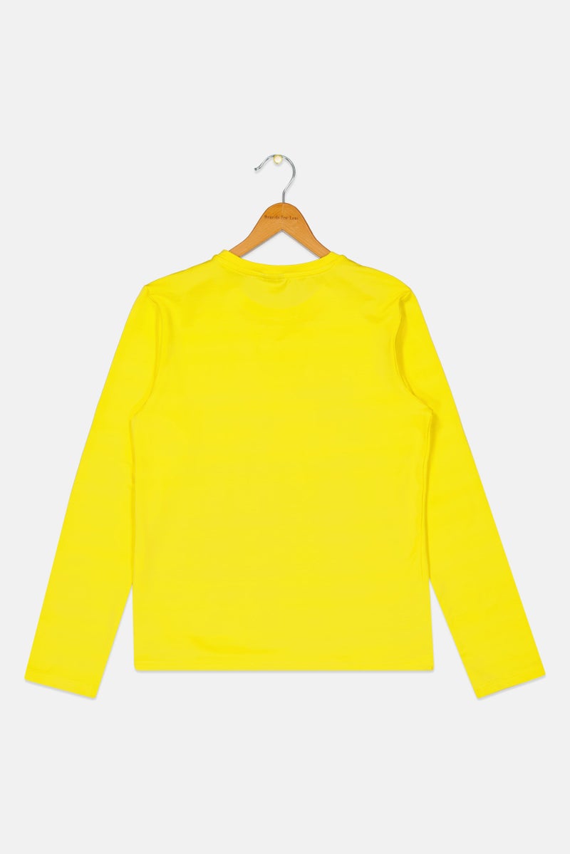 Adidas Kids Boy Long Sleeve Training T-Shirt, Yellow - Image 3