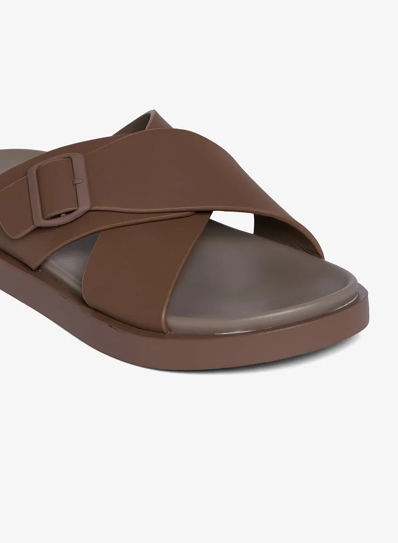 Geoomnii BROWN Geoomnii Men’s Arabic Sandals – Comfortable Casual Leather Slide Sandals for Everyday Wear for Men | Best Price UAE