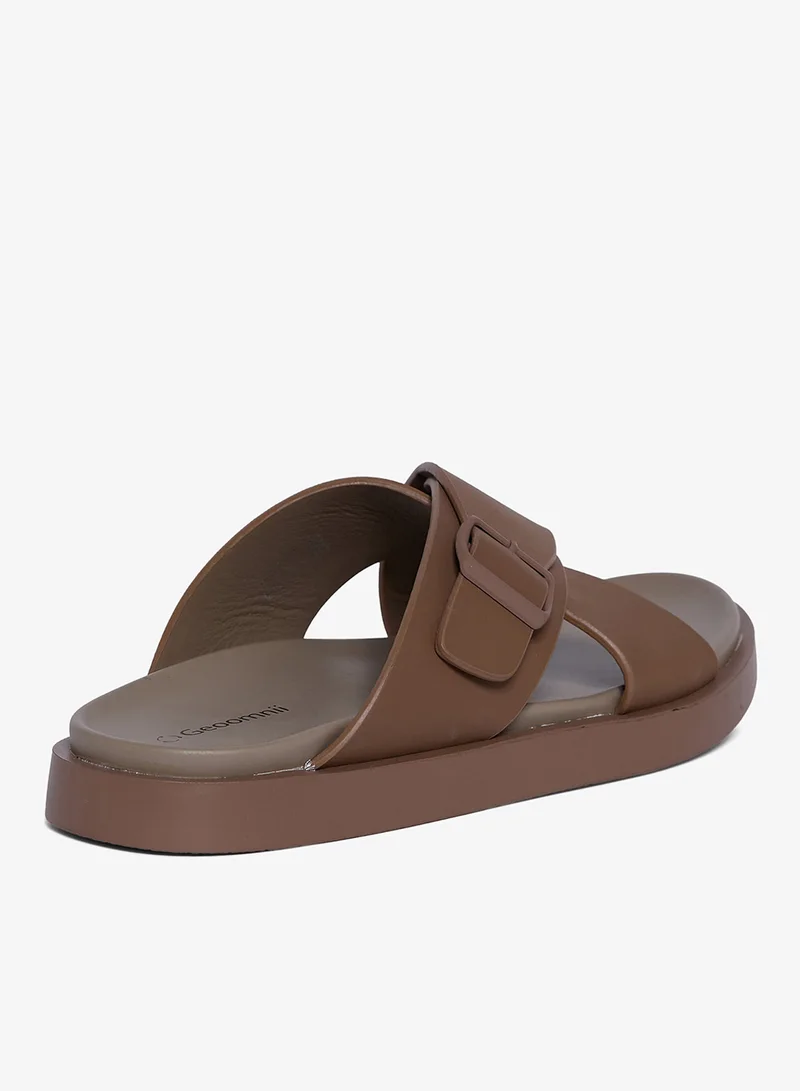 Geoomnii BROWN Geoomnii Men’s Arabic Sandals – Comfortable Casual Leather Slide Sandals for Everyday Wear for Men | Best Price UAE