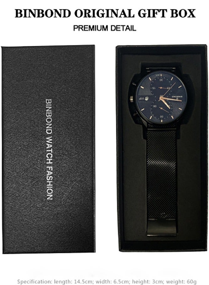 بينبوند ساعات للرجال ووتش الفاخرة الفولاذ المقاوم للصدأ الكوارتز للماء ووتش - Image 5