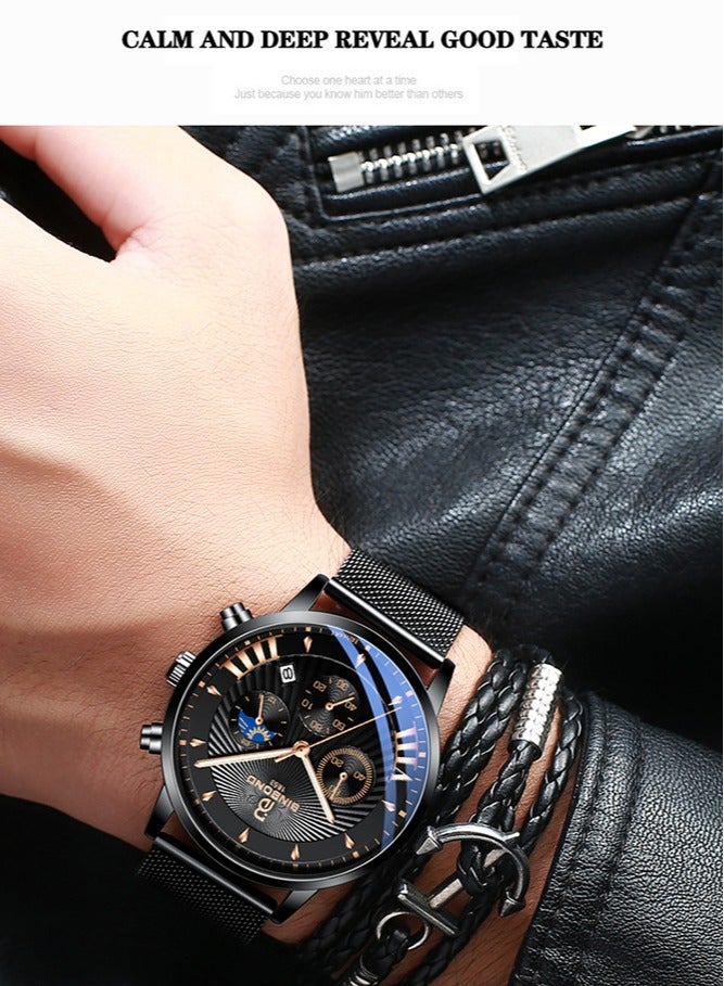 بينبوند ساعات للرجال ووتش الفاخرة الفولاذ المقاوم للصدأ الكوارتز للماء ووتش - Image 2