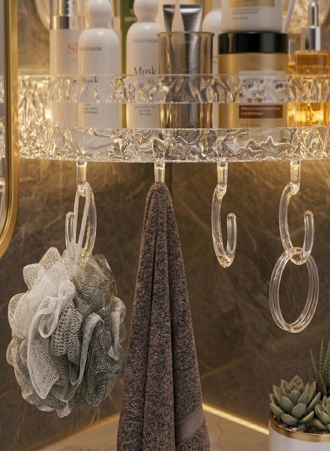 LINEAR Wall Mounted Storage Rack with Hooks | Acrylic Bath Shelf Organiser | Self Adhesive Bathroom Shelf | Crystal Pattern Design, Shelf for Bathroom Accessories (2) - Image 4