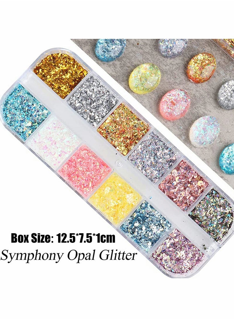 Excefore Nail Art Foil Flakes, 12 Colors Nail Foil Flakes Glitters, Foil Nail Chip Glitter Mixed Color Nail Foil Paillette 3D Glitter Decoration DIY Design Accessories for Nail DIY/Makeup/Graft/Nail Art  - Image 5