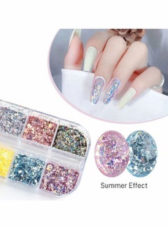 Excefore Nail Art Foil Flakes, 12 Colors Nail Foil Flakes Glitters, Foil Nail Chip Glitter Mixed Color Nail Foil Paillette 3D Glitter Decoration DIY Design Accessories for Nail DIY/Makeup/Graft/Nail Art  - Image 4