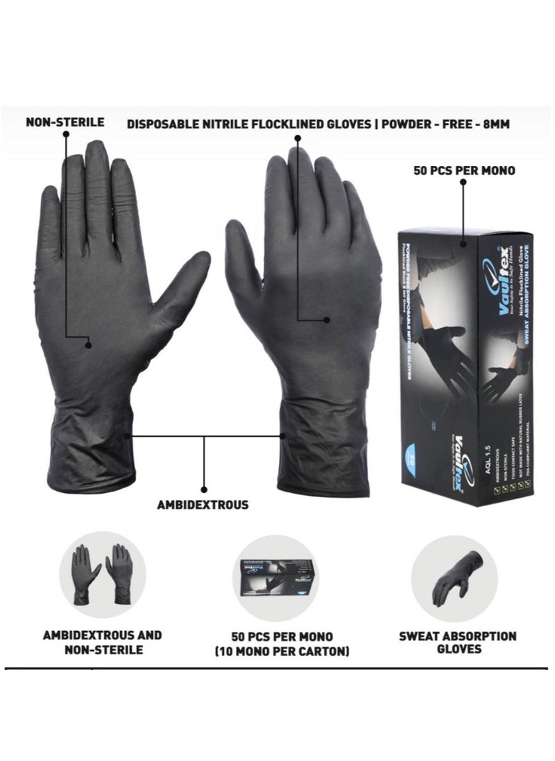 Vaultex - Nitrile Gloves, Black, Powder Free, Latex Free, Best for Restaurant, Saloon, Kitchen, Cleaning, Food Prep - Image 1