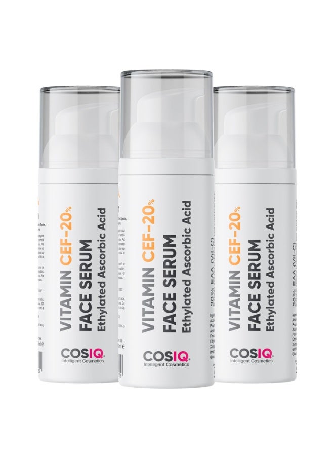 CosIQ Cos-IQ 20% Vitamin CEF Serum, 30ml*3 | With Vitamin E & Ferulic Acid | Glowing & Brightening Skin | Anti-Aging Serum for Wrinkles, Fine Lines & Dark Spots | All Skin Types - Image 1