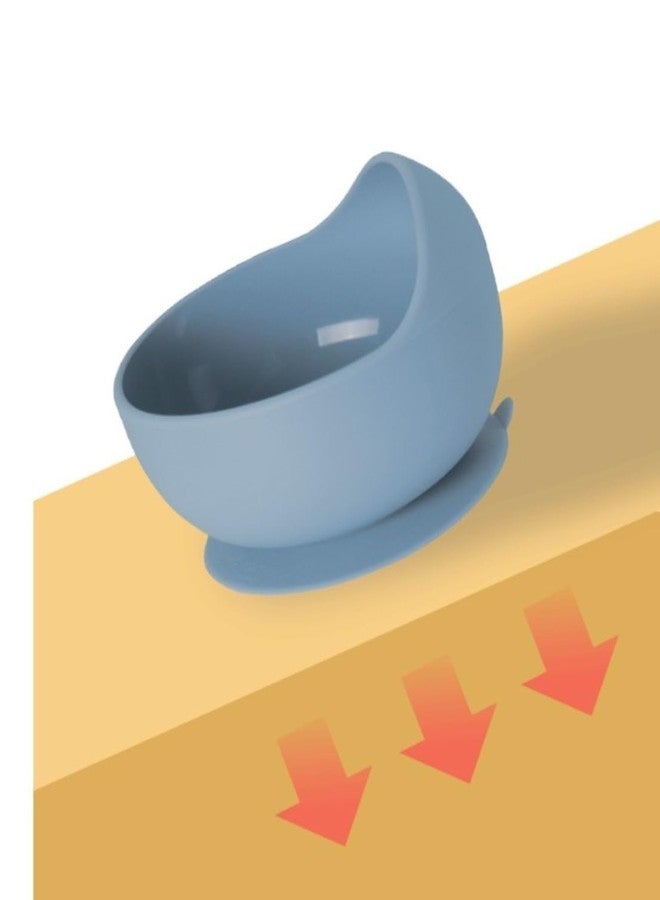CEPLO Silicone Baby Bowl with Wooden Spoon, Suction Base, BPA-Free, Curved Walls for Self-Feeding, Dishwasher Safe Non-Slip, Non-Toxic, Bpa Free Silicone Baby Feeding Bowl (Dark Blue) - Image 4