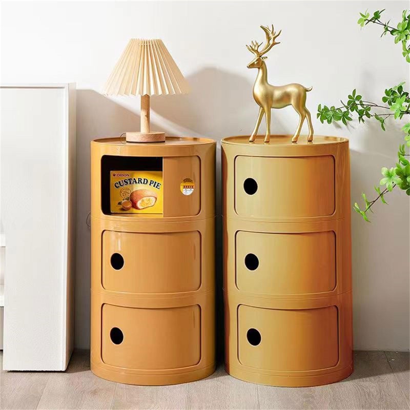 BxuxJar 3 Tier Round Nightstand with Drawer, Ginger Yellow Round Side Table Small Plastic Storage End Table Suitable for Bedroom, Living Room, Bathroom - Image 5