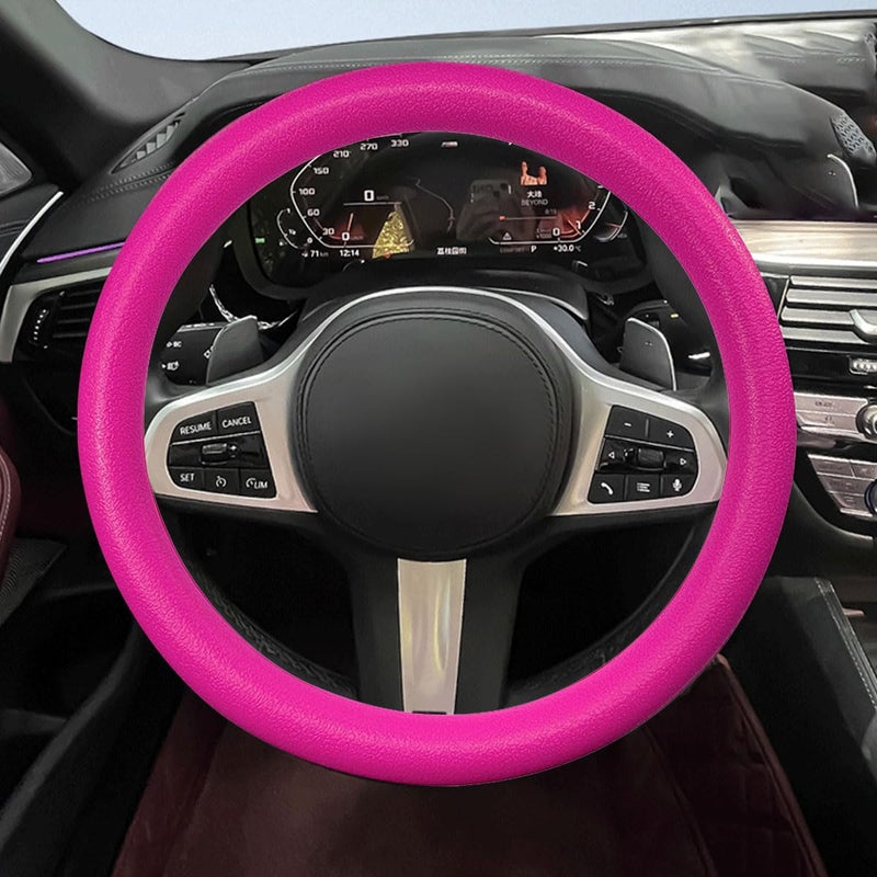 Car Steering Wheel Cover Soft Odorless Silicone Steering Wheel Protector AntiSlip Auto Steering Wheel Cover Universal Fit 14 Inch Vehicle Interior Accessories for Cars SUVs Trucks Pink