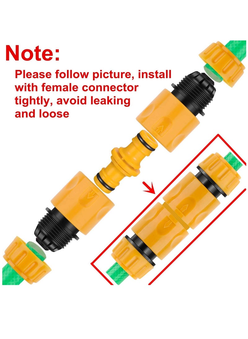 Garden Hose Fitting Set, 1 Nozzle, 5 End Quick Connector,Hose Waterstop Connector,2 Double Male Snap Connector,2 Hose Tap Connector 1/2 Inch and 3/4 Inch Size 2-in-1 - Image 2