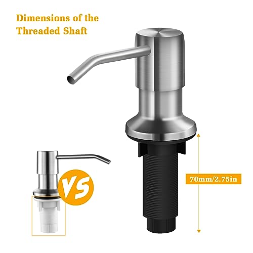 NVMTUUO Soap Dispenser for Kitchen Sink, Built in Sink Soap Dispenser Lotion Dispenser with 17 OZ Bottle, Refill from The Top Bar Sink Soap Dispenser, Brushed Nickel (1 Pack) - Image 4