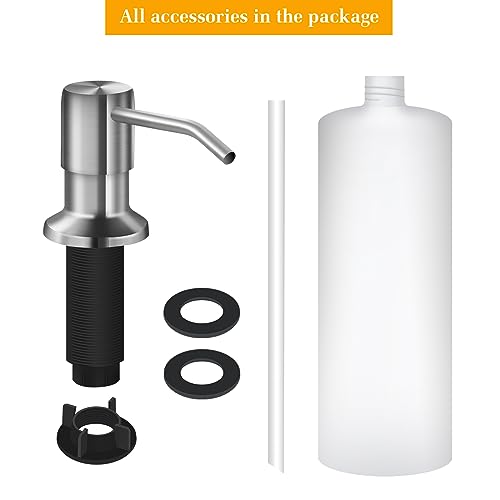 NVMTUUO Soap Dispenser for Kitchen Sink, Built in Sink Soap Dispenser Lotion Dispenser with 17 OZ Bottle, Refill from The Top Bar Sink Soap Dispenser, Brushed Nickel (1 Pack) - Image 5