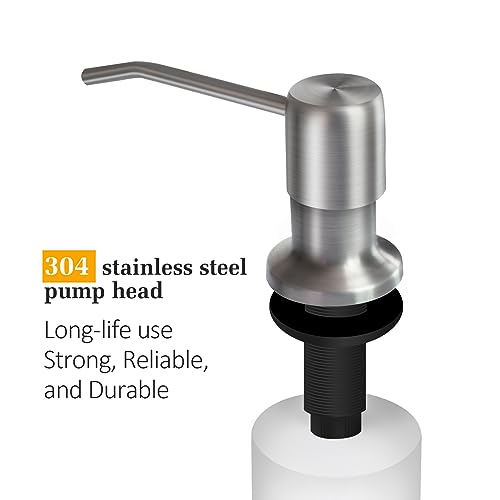 NVMTUUO Soap Dispenser for Kitchen Sink, Built in Sink Soap Dispenser Lotion Dispenser with 17 OZ Bottle, Refill from The Top Bar Sink Soap Dispenser, Brushed Nickel (1 Pack) - Image 3