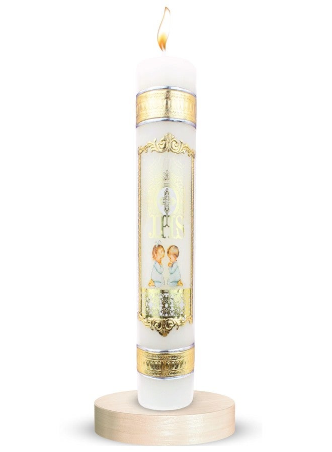 Nuestra Fe Authentic Baptism Candle Set by Mexican Artisans at La Villa de Guadalupe | Velas Para Bautizo de Niña o Niño | Catholic Candle Set for Boys and Girls - Image 1