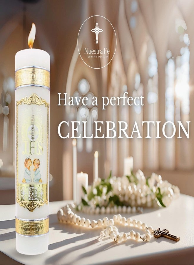 Nuestra Fe Authentic Baptism Candle Set by Mexican Artisans at La Villa de Guadalupe | Velas Para Bautizo de Niña o Niño | Catholic Candle Set for Boys and Girls - Image 5