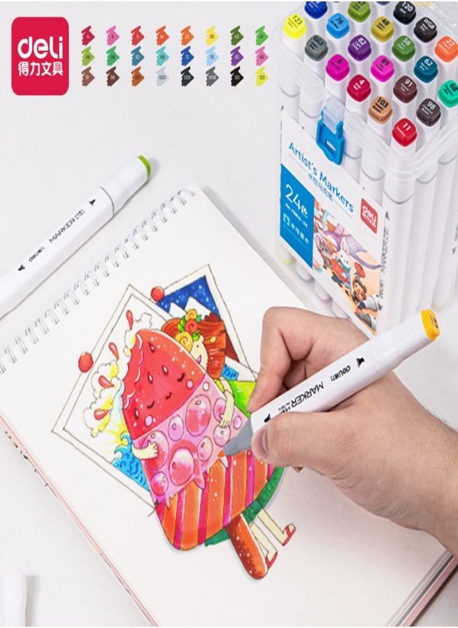 Deli Deli 24-Color Double-Ended Markers – Water-Based, Washable Art Markers for Kids  - Image 2