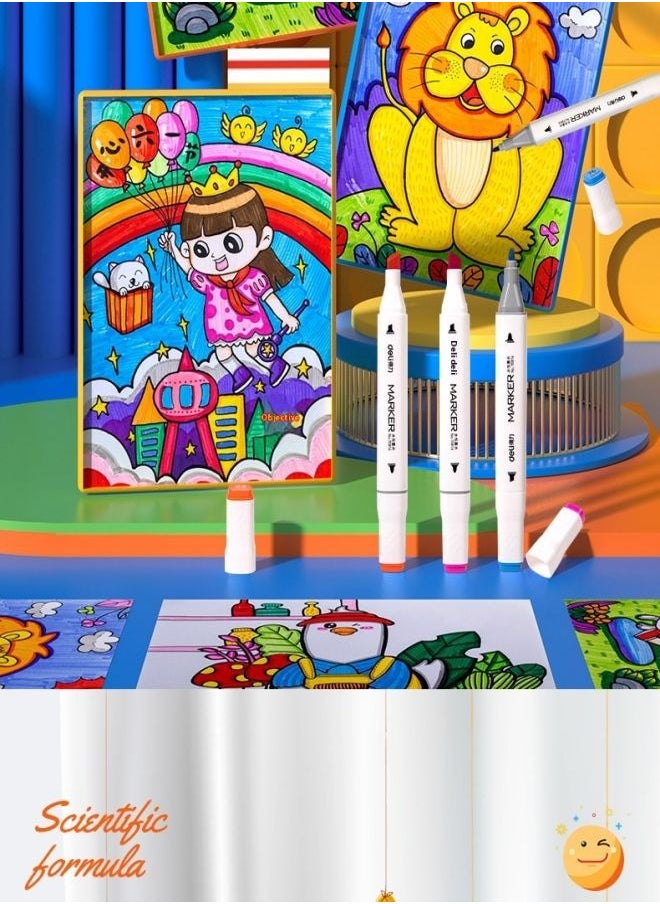 Deli Deli 24-Color Double-Ended Markers – Water-Based, Washable Art Markers for Kids  - Image 4