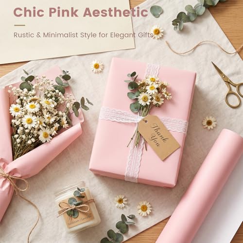 Shindel Pink Wrapping Paper Roll, 17" x 33' Pink Bulletin Board Paper for Gifts Wrapping, Art Craft, Wedding, Birthday - Image 3