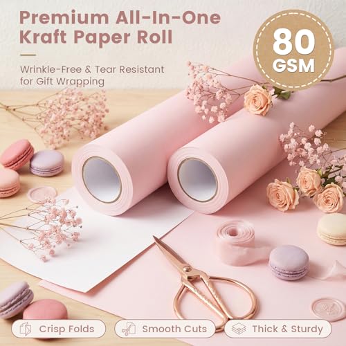 Shindel Pink Wrapping Paper Roll, 17" x 33' Pink Bulletin Board Paper for Gifts Wrapping, Art Craft, Wedding, Birthday - Image 2