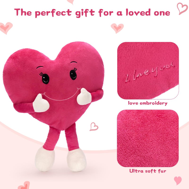 MaoGoLan Valentines Heart Plush Throw Pillow  Cute Pink Heart Doll Stuffed Pillow for Decorations  11 inches Soft and Love Heart Throw Pillow for Wife Girlfriend Boyfriend Lover Gifts - Image 2