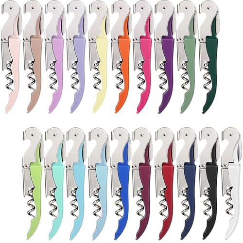 HYZ Wine Opener Bulk 20-Pack for Bartender, Professional Waiter Corkscrew Wine Key for Servers & Restaurant, Double Hinged Wine Bottle Opener with Foil Cutter, Commercial Bulk Set, (Multicolor) - Image 1