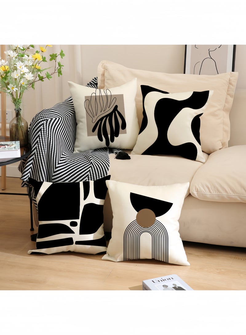 لغة أغطية وسادة مجموعة من 4 ، رمي غطاء وسادة ، الطراز الحديث وسادة يغطي 45 سنتيمتر x 45 سنتيمتر ، ل غرفة المعيشة أريكة الأريكة السرير وسادات 18 × 18 بوصة (نمط مزدوج الوجهين) - Image 2