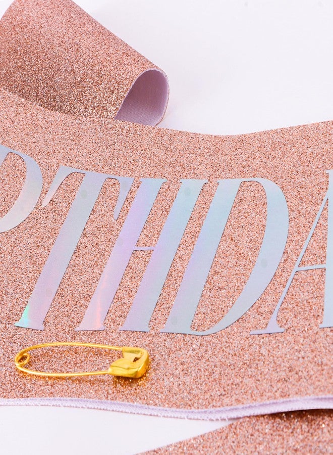 FASOTY Birthday Baddie Sash for Women Girls - Rose Gold Glitter with Dazzling Colorful Foil Birthday Girl Sash Funny Party Favor Supplies Baddie Accessories - Image 3