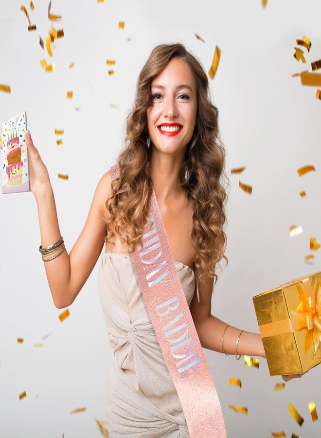 FASOTY Birthday Baddie Sash for Women Girls - Rose Gold Glitter with Dazzling Colorful Foil Birthday Girl Sash Funny Party Favor Supplies Baddie Accessories - Image 5
