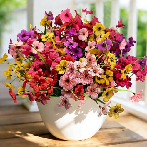 Cherica 20 Pcs Plastic Flowers for Outdoors, Fake Outdoor Artificial Flowers for Outdoors UV Resistant, Fake Plants Artificial Plants Outdoor Plastic Plants, Silk Faux Spring Flowers for Outside - Image 2