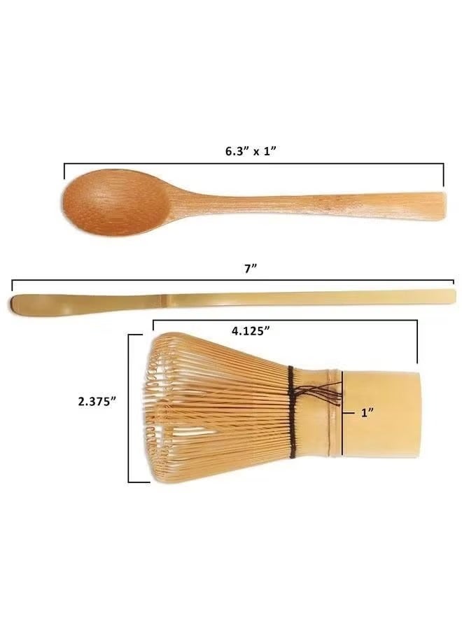 3-Piece Matcha Tea Whisk Set Traditional Handmade Matcha Tea Tool Whisk Set Ceremony Accessories Set Matcha Stirrer Bamboo Spoon Set - Image 5