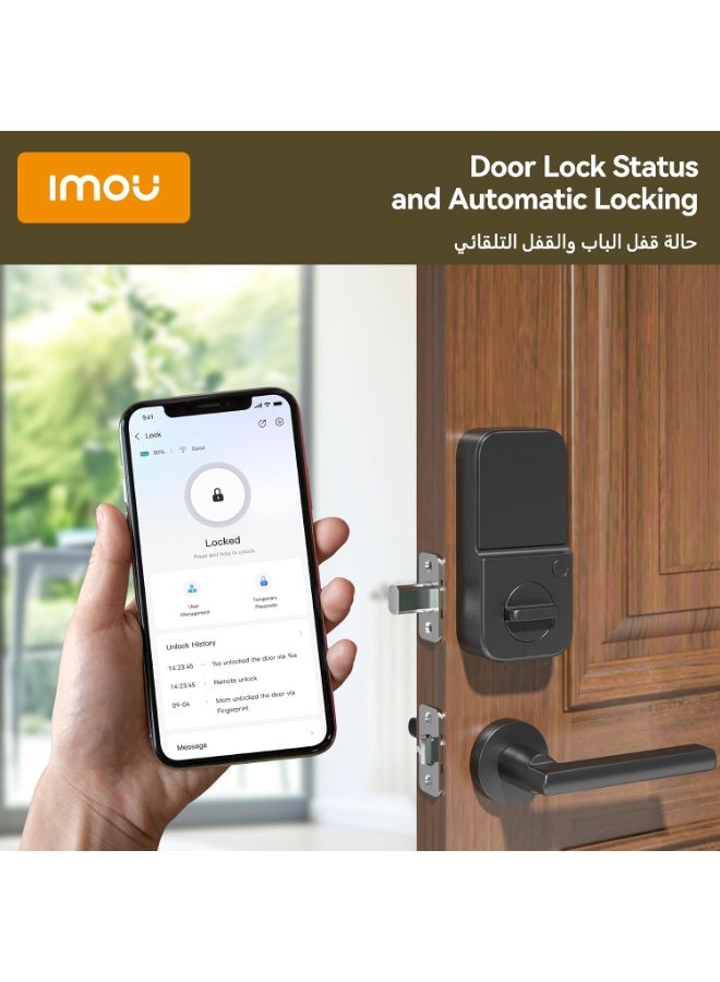 ايمو قفل الباب الذكي Imou Cubo1، قفل ذكي ببصمة الإصبع، قفل باب باللون الأسود، قفل أمان للأطفال للمنزل، قفل باب ذكي بدون مفتاح، قفل أوتوماتيكي صغير، نظام أمان منزلي بتقنية القياسات الحيوية - Image 5