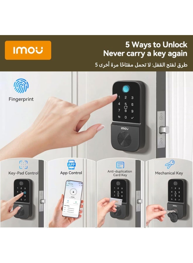 ايمو قفل الباب الذكي Imou Cubo1، قفل ذكي ببصمة الإصبع، قفل باب باللون الأسود، قفل أمان للأطفال للمنزل، قفل باب ذكي بدون مفتاح، قفل أوتوماتيكي صغير، نظام أمان منزلي بتقنية القياسات الحيوية - Image 2