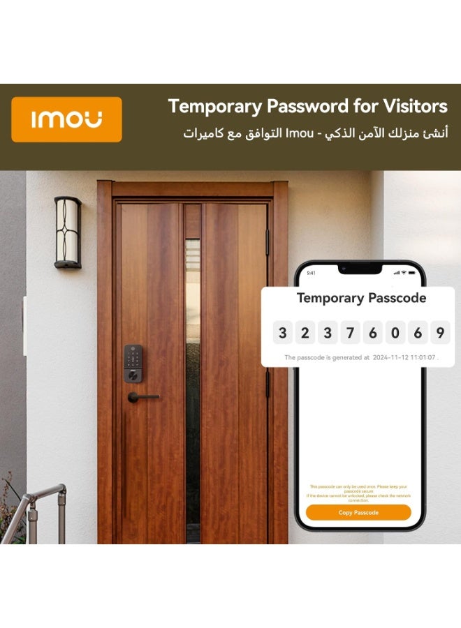 ايمو قفل الباب الذكي Imou Cubo1، قفل ذكي ببصمة الإصبع، قفل باب باللون الأسود، قفل أمان للأطفال للمنزل، قفل باب ذكي بدون مفتاح، قفل أوتوماتيكي صغير، نظام أمان منزلي بتقنية القياسات الحيوية - Image 3