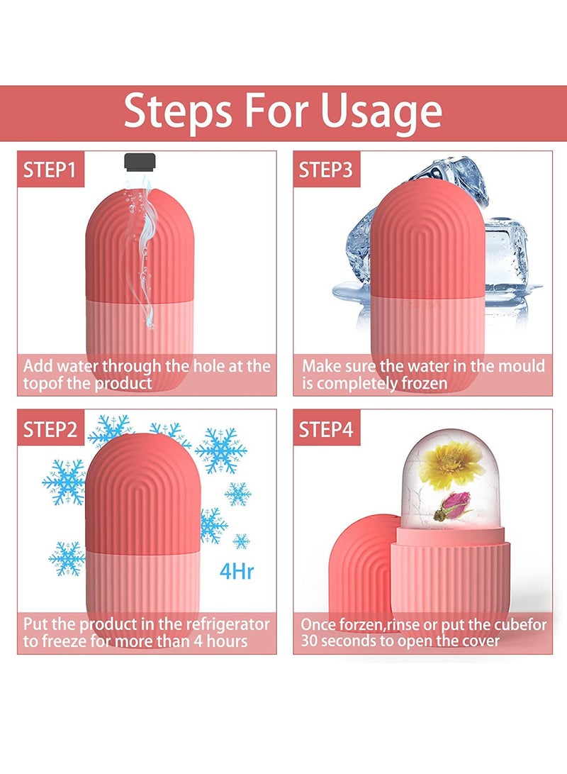 EOTM Portable Silicone Ice Mold Roller For Face And Eyes Puffiness Relief Pink  - Image 3