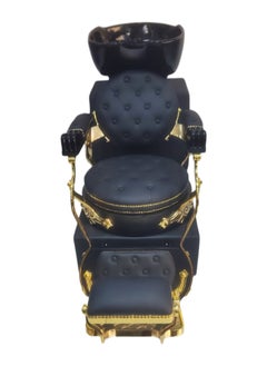 Vintage Beauty Salon Shampoo Backwash Unit with Adjustable Tilting Ceramic Sink, Customizable Bowl, and Gel Neck Rest for Enhanced Comfort.  - Image 1