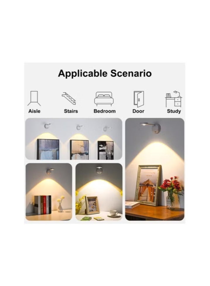 Motion Sensor Light LED Wall Lamp Automatic ON/Off USB Charging 3 Color Temperature Adjustable LED Picture Wall Light Stair Lamp for Home/Hotel Artwork Decor  - Image 3