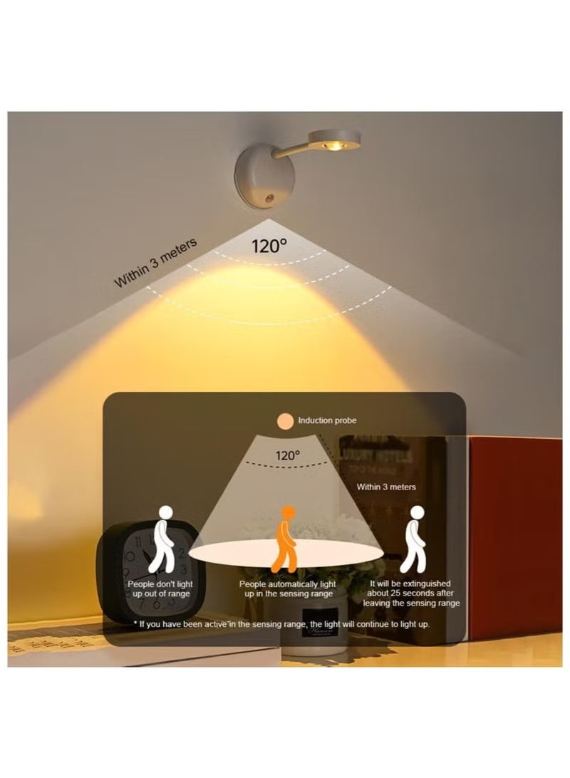 Motion Sensor Light LED Wall Lamp Automatic ON/Off USB Charging 3 Color Temperature Adjustable LED Picture Wall Light Stair Lamp for Home/Hotel Artwork Decor  - Image 4