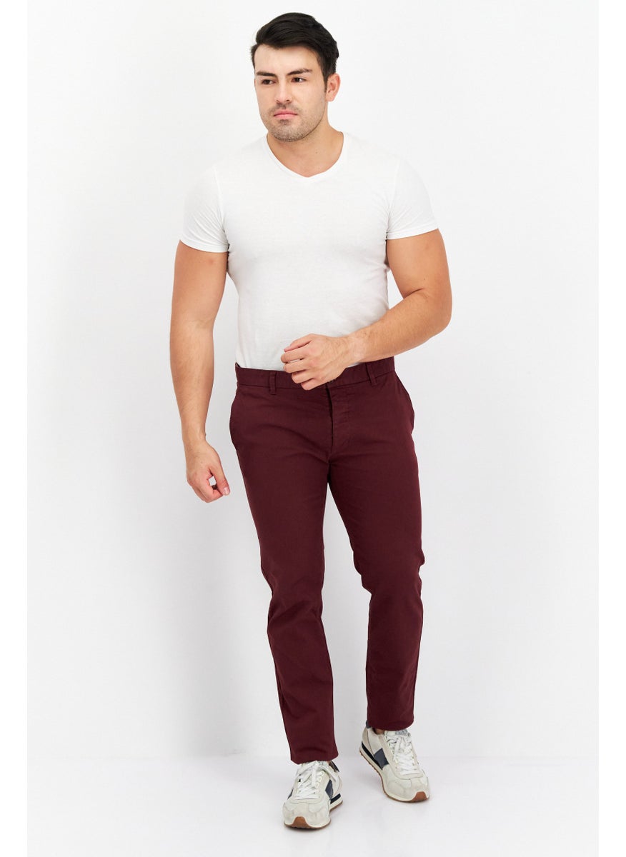 TRUSSARDI JEANS Men Regular Fit Solid Chino Pant, Maroon  - Image 3