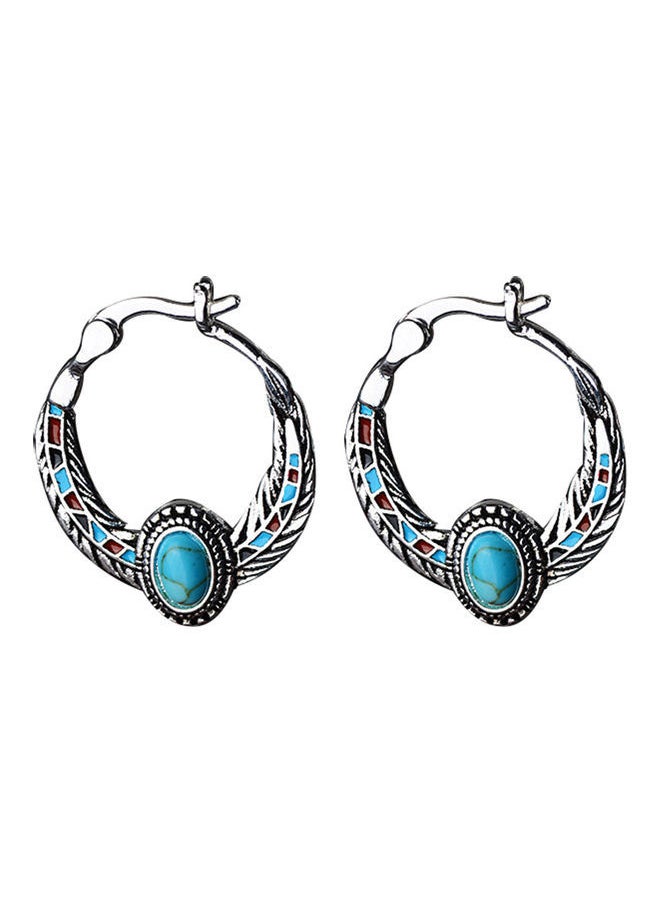 NIBEMINENT - Faux Turquoise Studded Hoop Earrings - Image 1