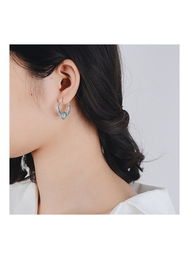 NIBEMINENT - Faux Turquoise Studded Hoop Earrings - Image 1