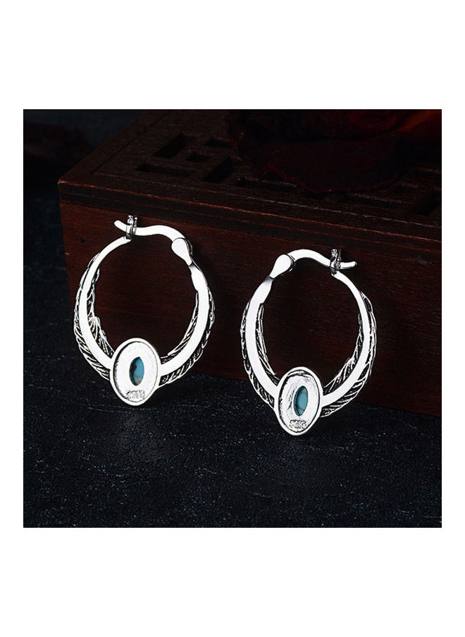 NIBEMINENT - Faux Turquoise Studded Hoop Earrings - Image 1
