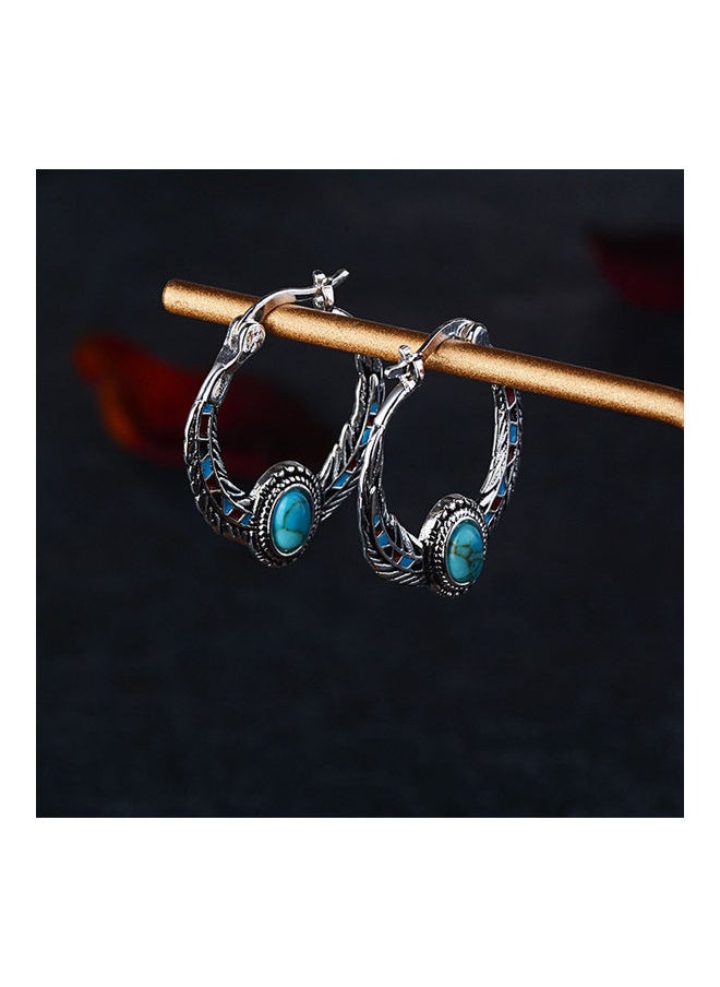 NIBEMINENT - Faux Turquoise Studded Hoop Earrings - Image 1